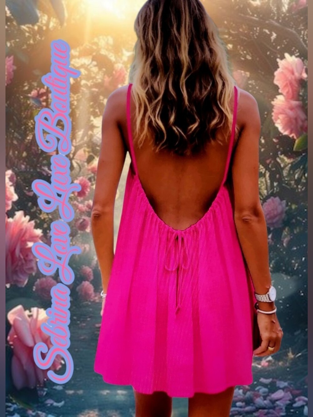 Deep Magenta Pink Spaghetti Strap Mini Dress